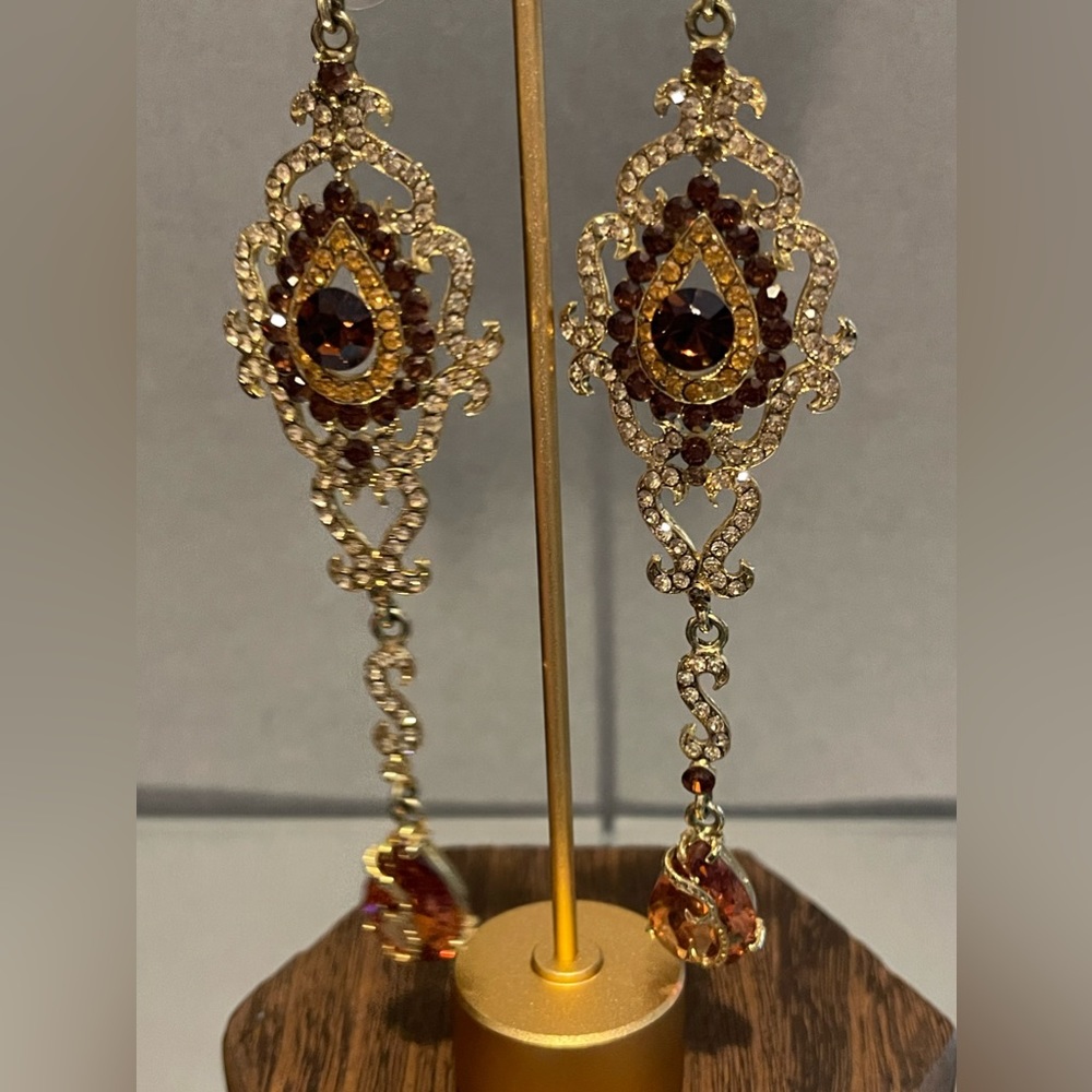 Topaz rhinestone earrings bracelet set